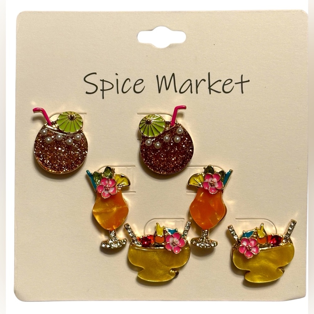 NWT•Spice Market Tropical Drink Earring Trio